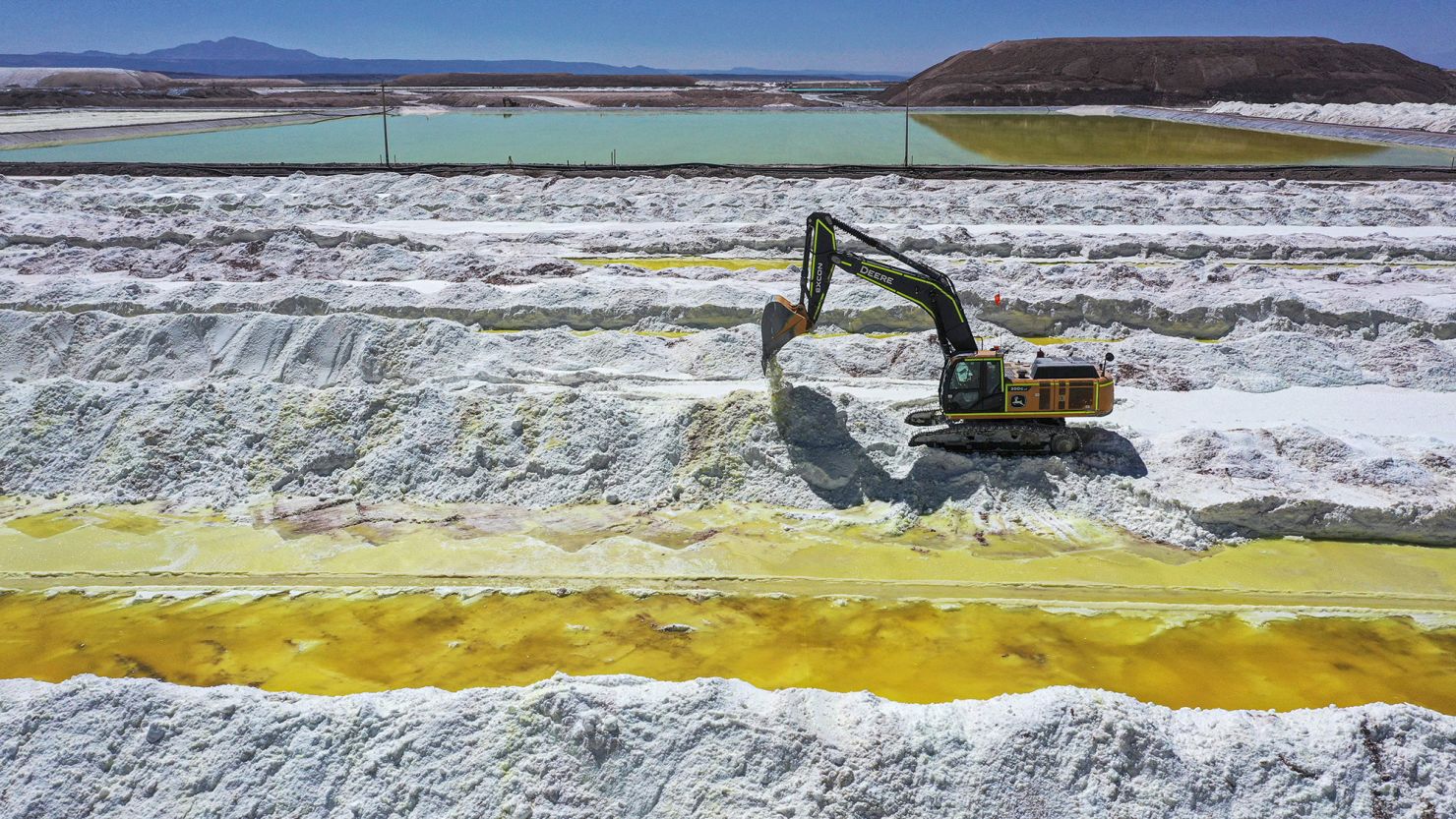 The lithium mine of the Chilean company Sociedad Quimica Minera in the Atacama Desert, Chile, seen in September 2022.