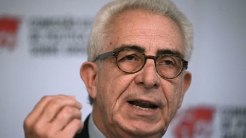 Mexico's ex-president (1994-2000) Ernesto Zedillo speaks during the Global Commission on Drug Policy meeting, in Bogota on November 9, 2022. (Photo by Juan BARRETO / AFP) (Photo by JUAN BARRETO/AFP via Getty Images)