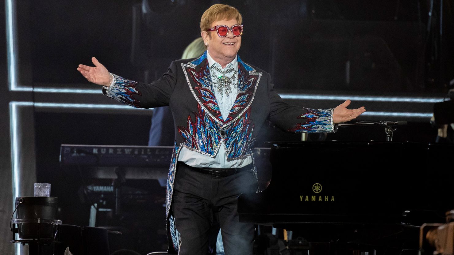 LOS ANGELES, CA - November 20, 2022 - Elton John performs in concert, the last of 3-night stand to finish the American leg of his farewell tour at Dodger Stadium on Sunday, Nov. 20, 2022 in Los Angeles, CA. (Brian van der Brug / Los Angeles Times via Getty Images)