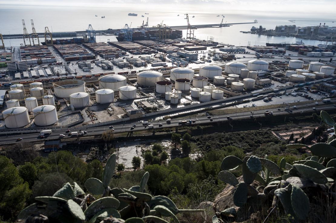 Storage tanks at the liquefied natural gas terminal at the port of Barcelona, pictured in December 2022.