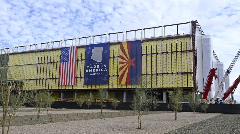 A factory of chipmaker Taiwan Semiconductor Manufacturing Co. under construction in Phoenix, Arizona in December 2022.