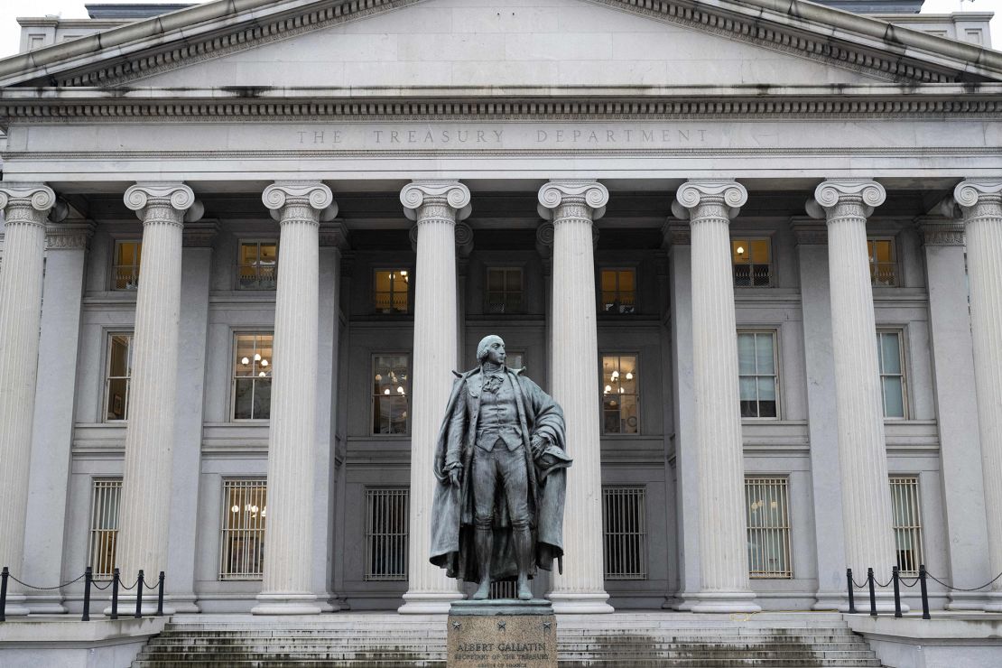 The US Treasury Department building is seen in Washington, DC on January 19, 2023.