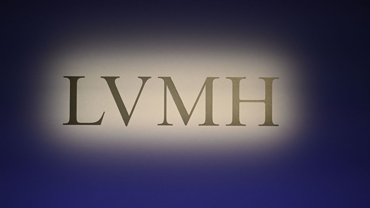 World's top luxury group LVMH's logo is displayed during the presentation of the group's annual results 2022 in Paris on January 26, 2023. - LVMH said that its sales and net profit both hit new heights last year, driven by strong demand in Europe and the United States. Sales came in at 79 billion euros ($86 billion) and net profit at 14 billion euros for 2022 -- both new records for the group, whose brands include Bulgari, Givenchy, Louis Vuitton, and TAG Heuer. (Photo by Stefano Rellandini / AFP) (Photo by STEFANO RELLANDINI/AFP via Getty Images)