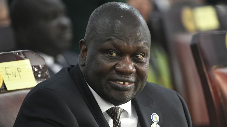 South Sudan's Vice President Riek Machar attends a meeting of Pope Francis with authorities, leaders of civil society and the diplomatic corps, in the garden of the Presidential Palace in Juba, February 3, 2023. Pope Francis landed in Juba, in the first visit to South Sudan by a pope since the predominantly Christian nation gained independence from Muslim-majority Sudan in 2011 after decades of bloody struggle. (Photo by Simon MAINA / AFP) (Photo by SIMON MAINA/AFP via Getty Images)          