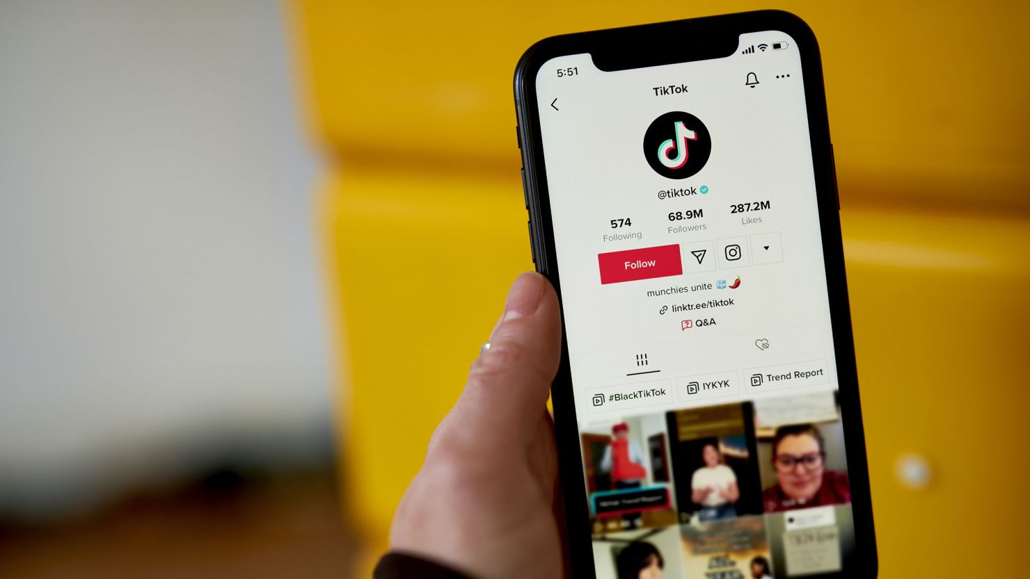 The TikTok application on a smartphone arranged in the Brooklyn borough of New York, US, on Thursday, March 9, 2023.