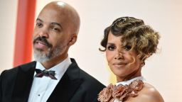 US actress Halle Berry and singer Van Hunt attend the 95th Annual Academy Awards at the Dolby Theatre in Hollywood, California on March 12, 2023.