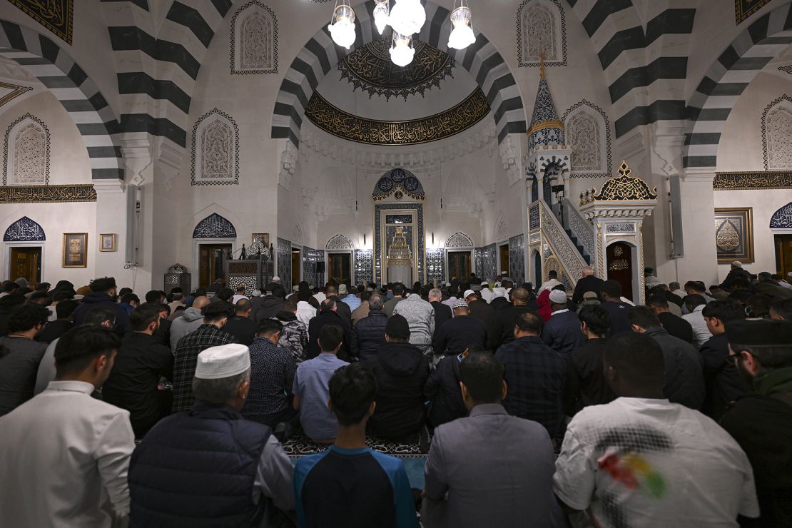 Muslims perform the first 'Tarawih' prayer on the beginning of the Islamic Holy month of Ramadan at the Diyanet Center of America in Maryland.
