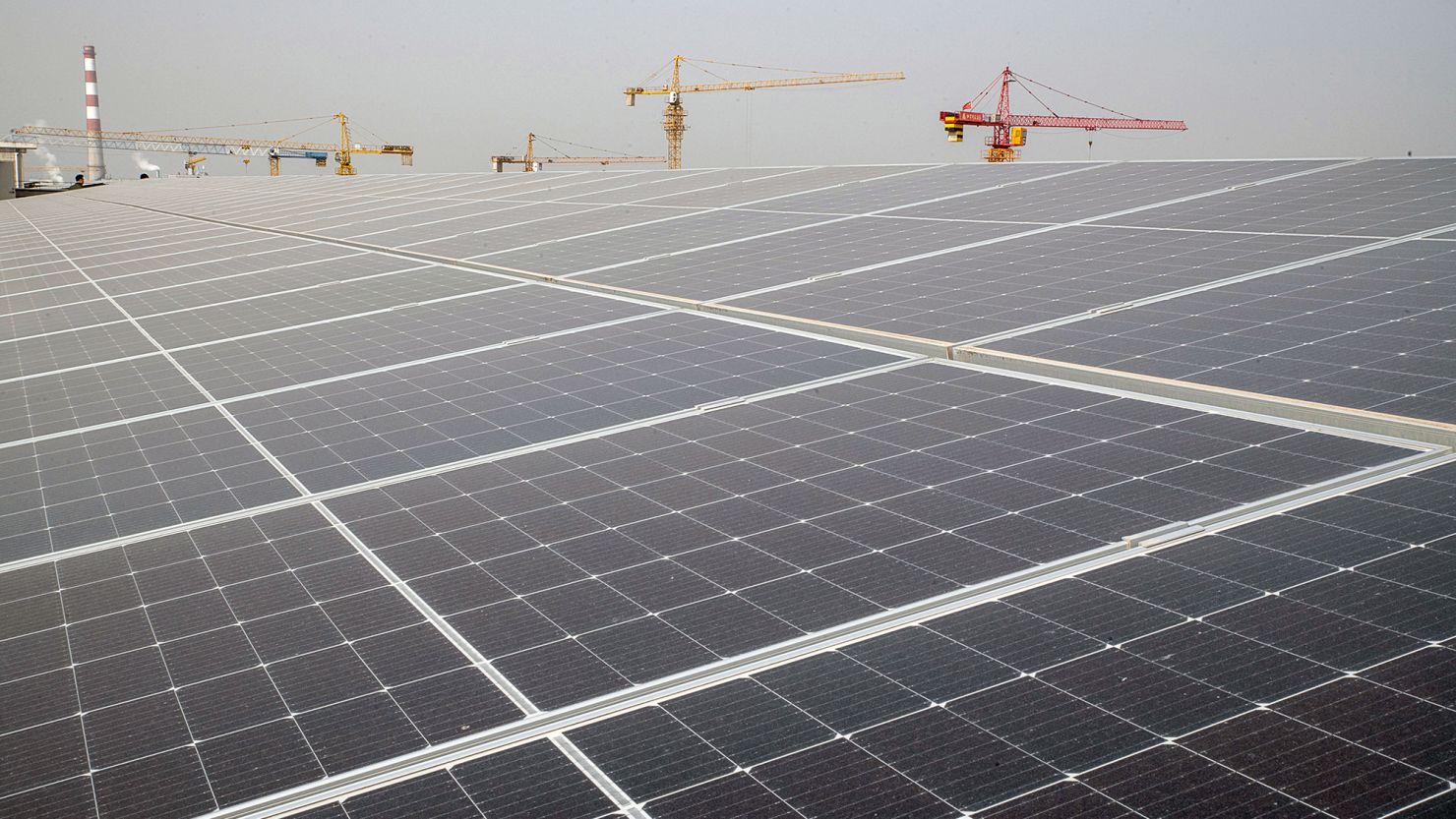Longi Green Energy Technology Co. solar panels on the roof of an office building in Xi'an, China, pictured in March 2023.