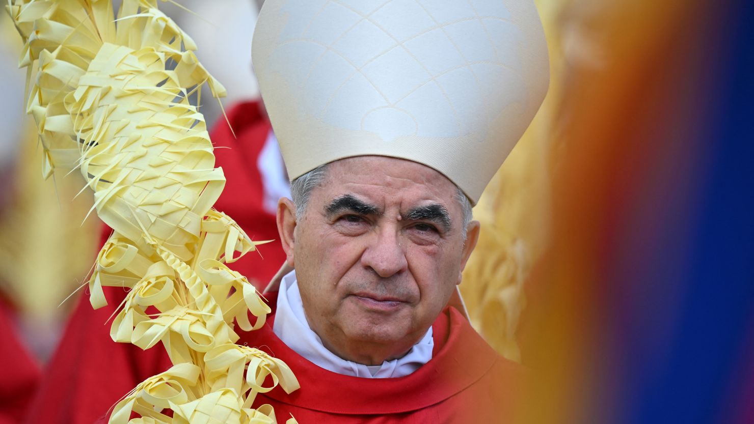 Italian Cardinal Giovanni Angelo Becciu, pictured at St. Peter's Square in the Vatican, was convicted of financial crimes. He is appealing.