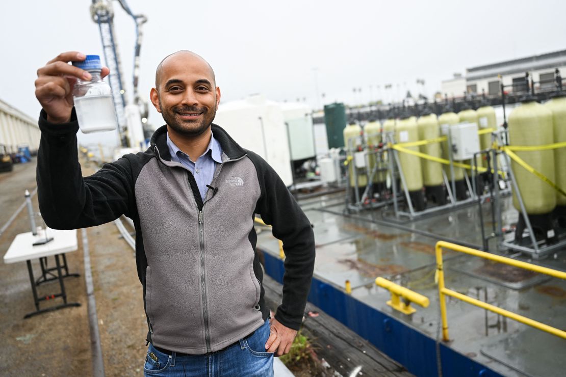 Gaurav Sant at the carbon removal project site at the Port of Los Angeles in 2023.