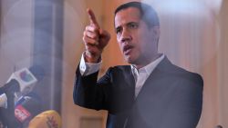 Venezuelan opposition politician Juan Guaido speaks to the press in Miami, Florida, on April 27, 2023. - Colombia forced Guaido to leave its borders on April 24, 2023, hours after he arrived in Bogota for a conference on Venezuela. Colombian President Gustavo Petro on April 25 denied expelling Guaido, but accused him of entering the country illegally. (Photo by Giorgio Viera / AFP) (Photo by GIORGIO VIERA/AFP via Getty Images)