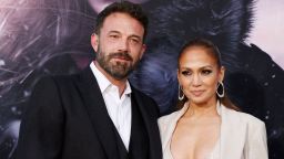 US actress/singer Jennifer Lopez and US actor Ben Affleck arrive for the premiere of "The Mother" at the Westwood Regency Village Theater in Los Angeles, California, on May 10, 2023.