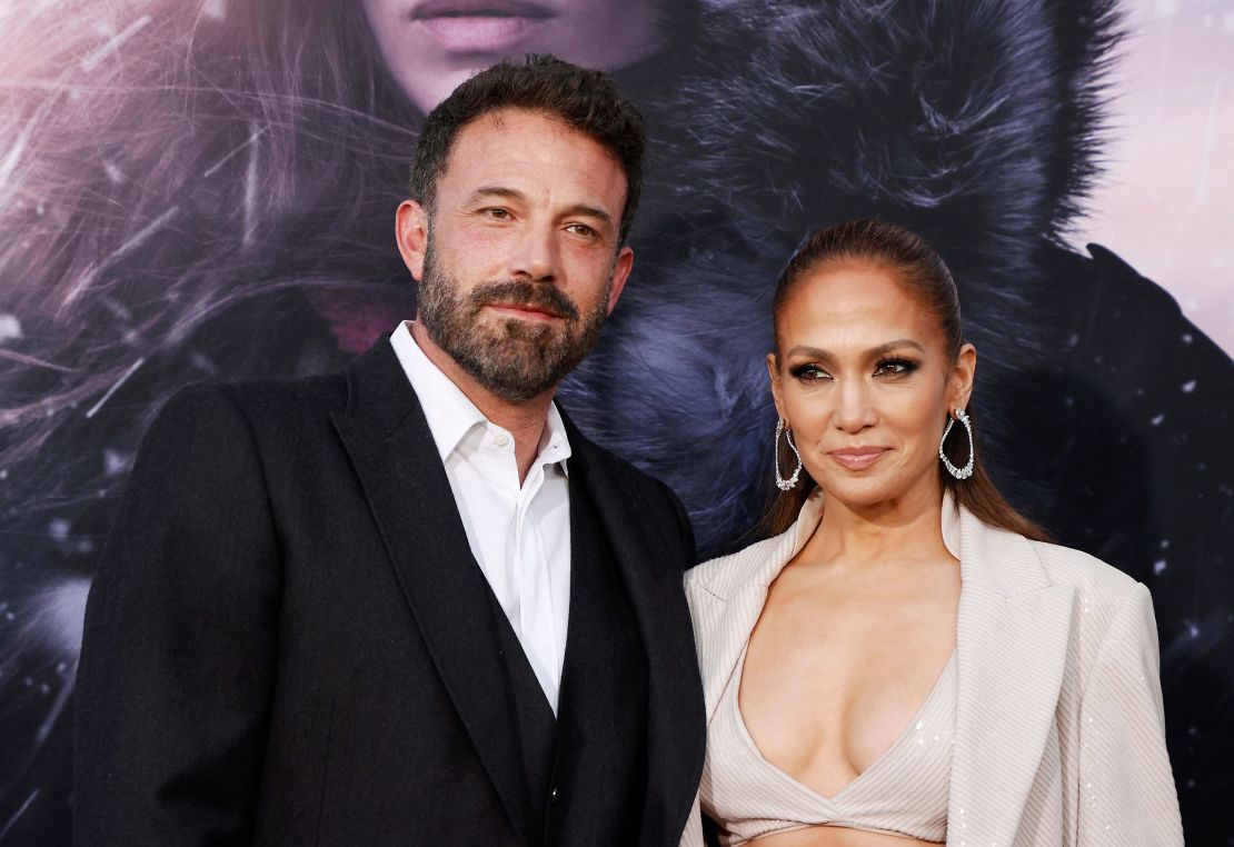 Ben Affleck and Jennifer Lopez arrive for the premiere of "The Mother" in 2023.