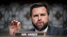 WASHINGTON, DC - MAY 16: Sen. J.D. Vance (R-OH) questions former executives of failed banks during a Senate Banking Committee hearing on Capitol Hill May 16, 2023 in Washington, DC. The hearing was held to examine the recent failures of Silicon Valley Bank and Signature Bank. (Photo by Drew Angerer/Getty Images)