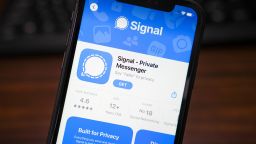 2023/05/18: In this photo illustration, the Signal -Private messenger app is displayed in the App Store on an iPhone.
