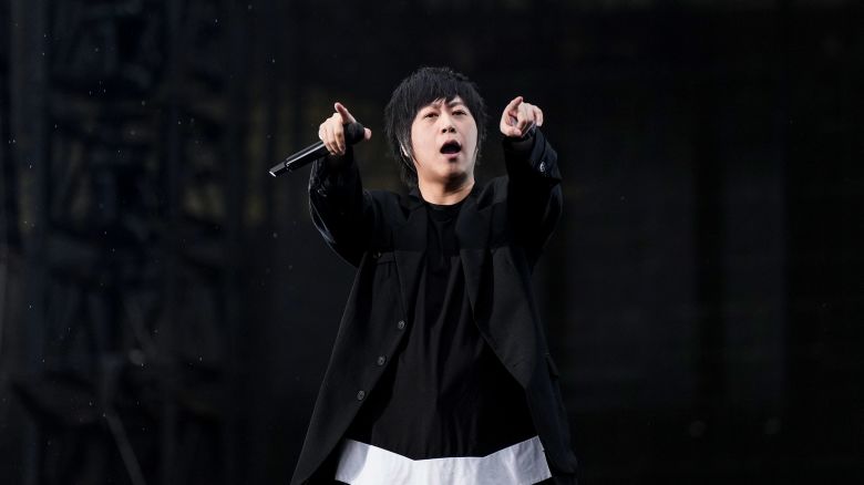 Taiwanese singer Ashin Chen of Mayday performs at the Bird's Nest stadium in Beijing, China on May 27, 2023.