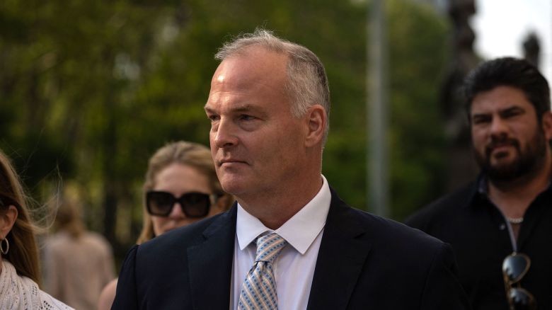 Retired NYPD sergeant Michael McMahon leaves Brooklyn Federal Court in New York City on May 31, 2023.