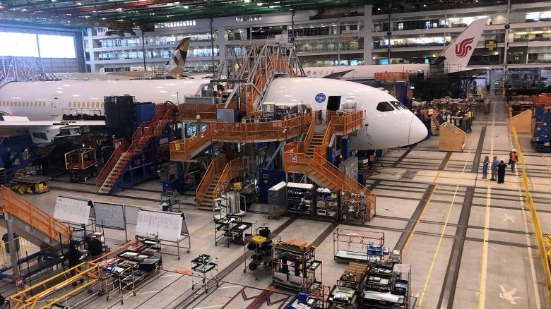 Boeing 787 Dreamliners are built at the aviation company's North Charleston, South Carolina, assembly plant on May 30, 2023. The plant is located on the grounds of the joint-use Charleston Air Force Base and Charleston International Airport.