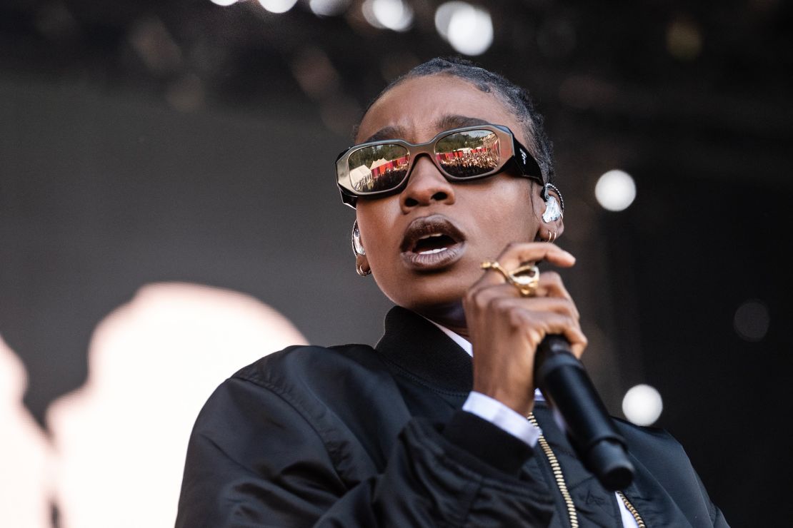 British rapper Little Simz performs on stage during a concert at the NorthSide 2023 Music Festival, in Aarhus, Denmark, on June 2, 2023.