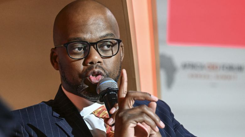 Wamkele Mene, Secretary General of African Continental Free Trade Area (AfCFTA), speaks during a panel discussion at the 2023 Africa CEO Forum in Abidjan on June 6, 2023. (Photo by Issouf SANOGO / AFP) (Photo by ISSOUF SANOGO/AFP via Getty Images)