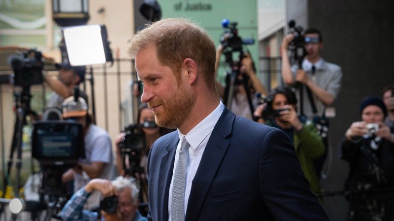Prince Harry leaves after giving evidence at the Mirror Group Phone hacking trial at the Rolls Building at High Court in London, England on June 7, 2023.