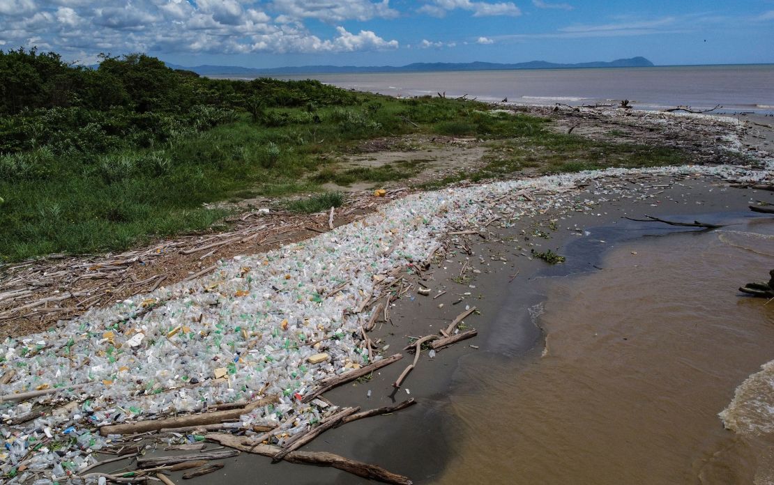 Garbage, including plastic waste, at Paparo Beach in Miranda State, Venezuela, on June 6, 2023.