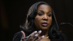 Lisa Cook, then a nominee to the Board of Governors of the Federal Reserve System, testifies during a Senate Banking nominations hearing.
