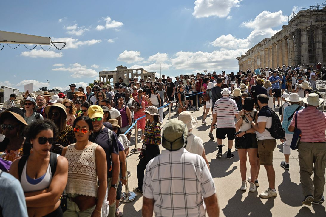 A queue like this one near the Acropolis in Athens will test a traveler's patience.