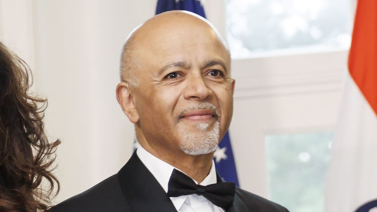 Abraham Verghese, right, and Cari Costanzo arrive to attend a state dinner in honor of Indian Prime Minister Narendra Modi hosted by US President Joe Biden and First Lady Jill Biden at the White House in Washington, DC, US, on Thursday, June 22, 2023. Biden and Modi announced a series of defense and commercial deals designed to improve military and economic ties between their nations during a state visit at the White House today. Photographer: Ting Shen/Bloomberg via Getty Images