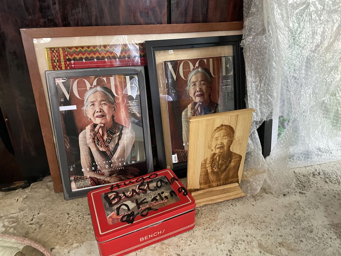 Copies of Whang-Od's groundbreaking Vogue cover on display in Buscalan.