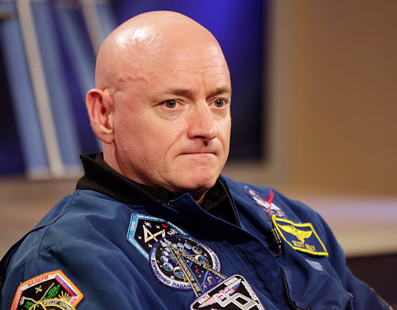 NASA astronaut Scott Kelly speaks during a news conference in Houston in March 2016.