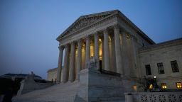 The US Supreme Court is shown at dusk on June 28, 2023, in Washington, DC.