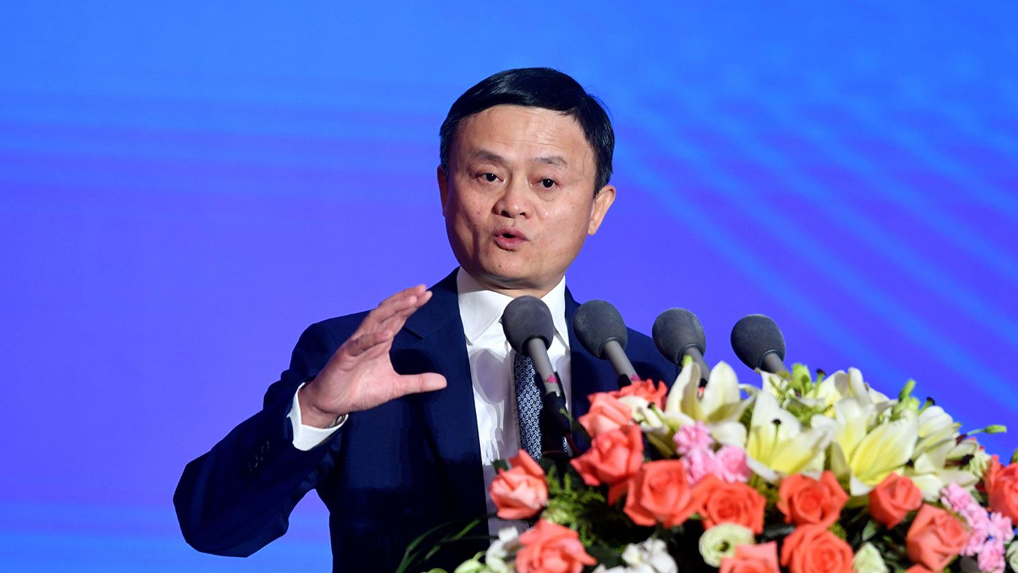 Jack Ma, co-founder of Alibaba Group, speaks at a summit in Fujian Province, China on September 25, 2020.