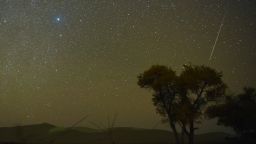 BAYINGOLIN, CHINA - OCTOBER 21: The Orionid meteor shower lights up the night sky at Yuli County on October 21, 2020 in Bayingolin Mongol Autonomous Prefecture, Xinjiang Uygur Autonomous Region of China. (Photo by Xue Bing/VCG via Getty Images)