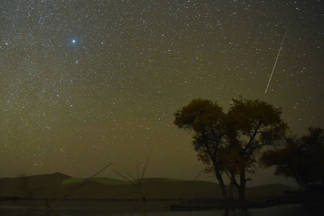 The Orionid meteor shower, shown here above China, is visible from both hemispheres this week.