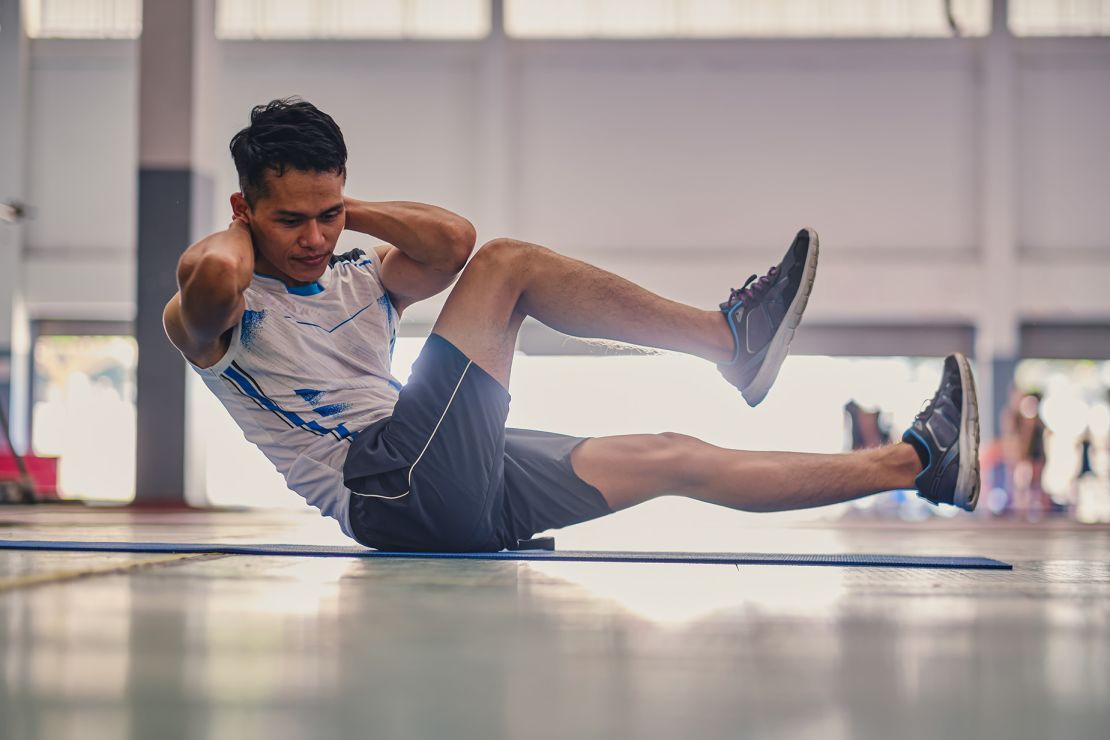 Bicycle crunches require more leg movement than a typical crunch. They're great for improving core strength, stability, flexibility and coordination.