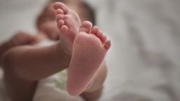 A newborn baby's feet