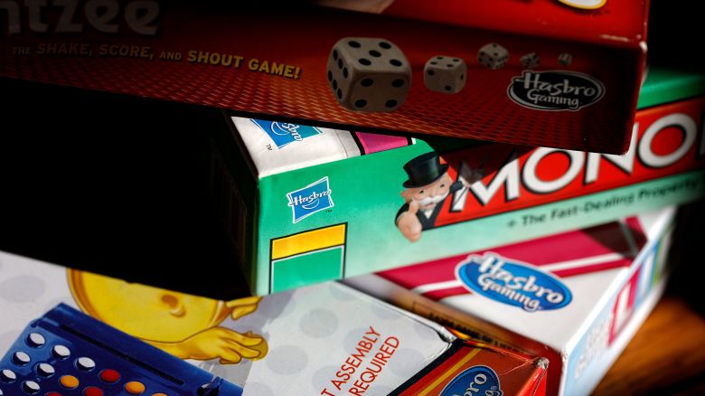 In this photo illustration, Hasbro board games are displayed in San Anselmo, California, on February 8, 2021.