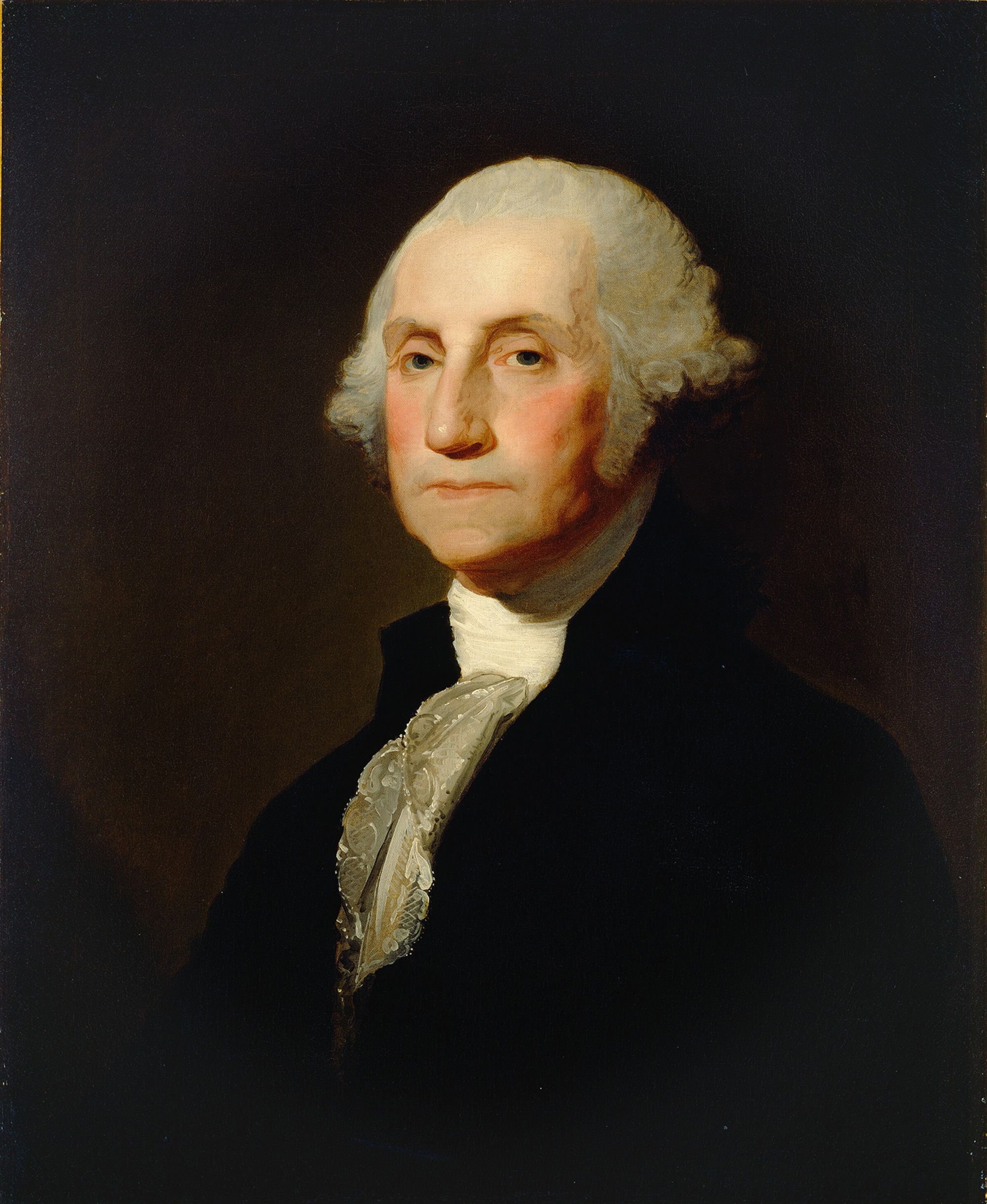 A portrait of George Washington by the artist Gilbert Stuart.