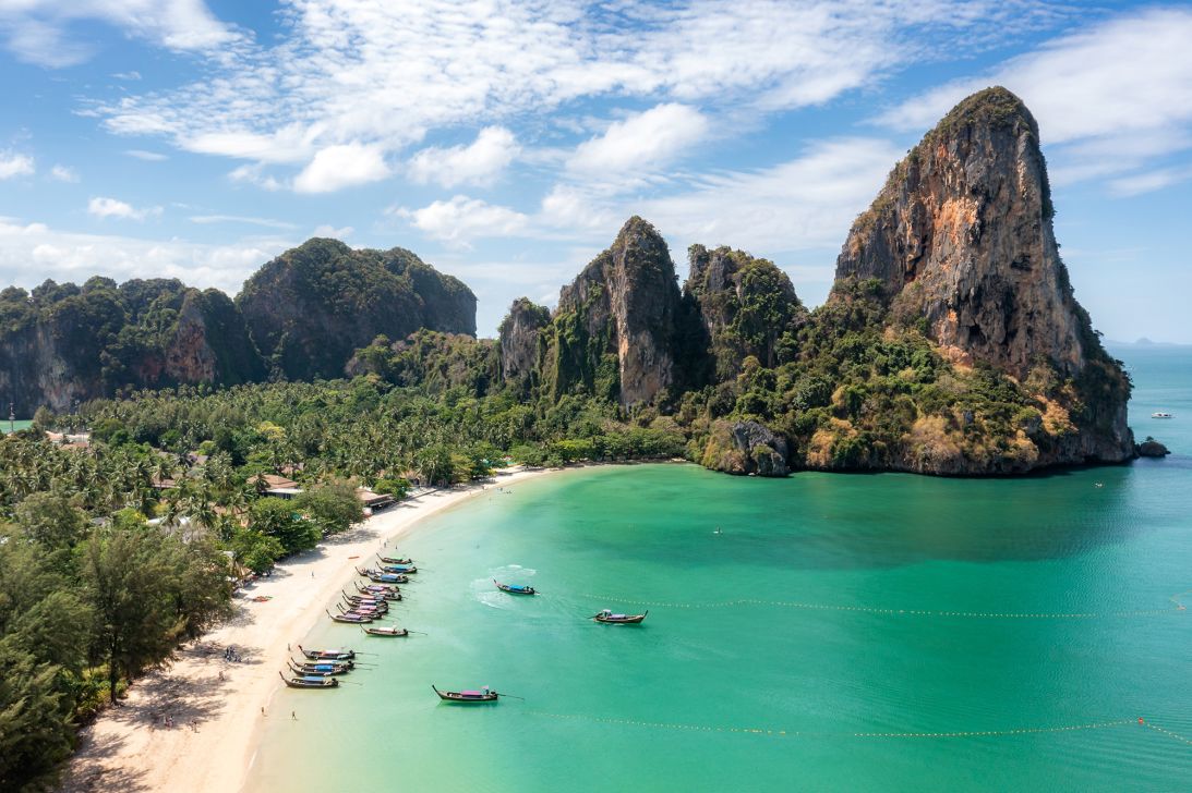 Railay Beach is one of the most famous spots in Krabi, Thailand.