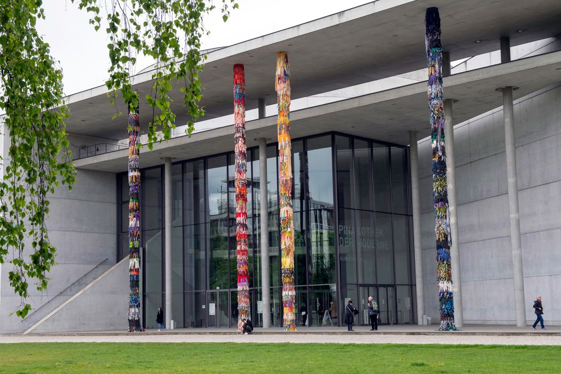 The Pinakothek der Moderne in Munich, Germany, where a employee hung his own work on a gallery wall.