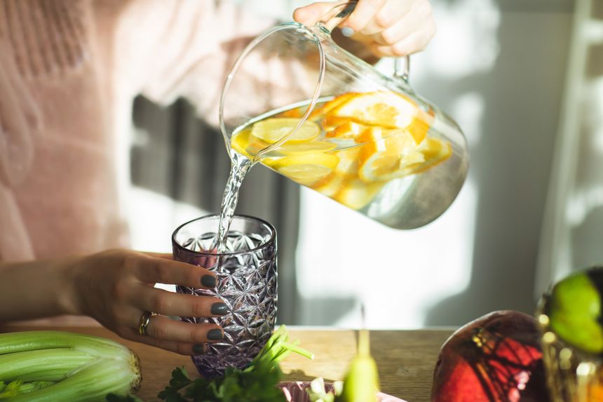 If plain water isn't your thing, some slices of lemon can ensure you have a refreshing drink.
