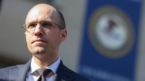 New York Times Publisher A.G. Sulzberger leaves the U.S. Justice Department after he and fellow media executives met with Attorney General Merrick Garland on June 14, 2021 in Washington, DC.