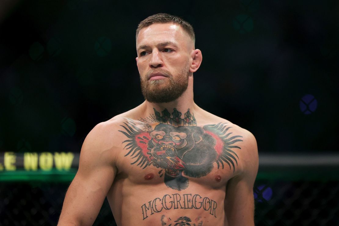 Conor McGregor of Ireland walks in the octagon before his lightweight bought against :Dustin Poirier during UFC 264 at T-Mobile Arena on July 10, 2021 in Las Vegas, Nevada.