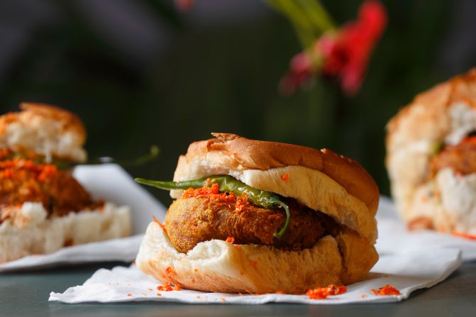 Number eight on Time Out's ranking is Mumbai, India. Time Out recommends visitors to Mumbai check out vegetarian fast food dish vada pav, pictured here, a deep fried potato dumpling inside a bread roll.