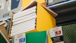 School notebooks are shown at a Walmart store on August 04, 2021 in Houston, Texas.
