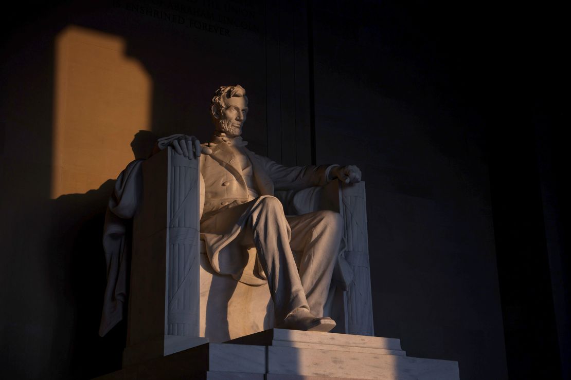 The sun rises on the Lincoln Memorial in August 2021.