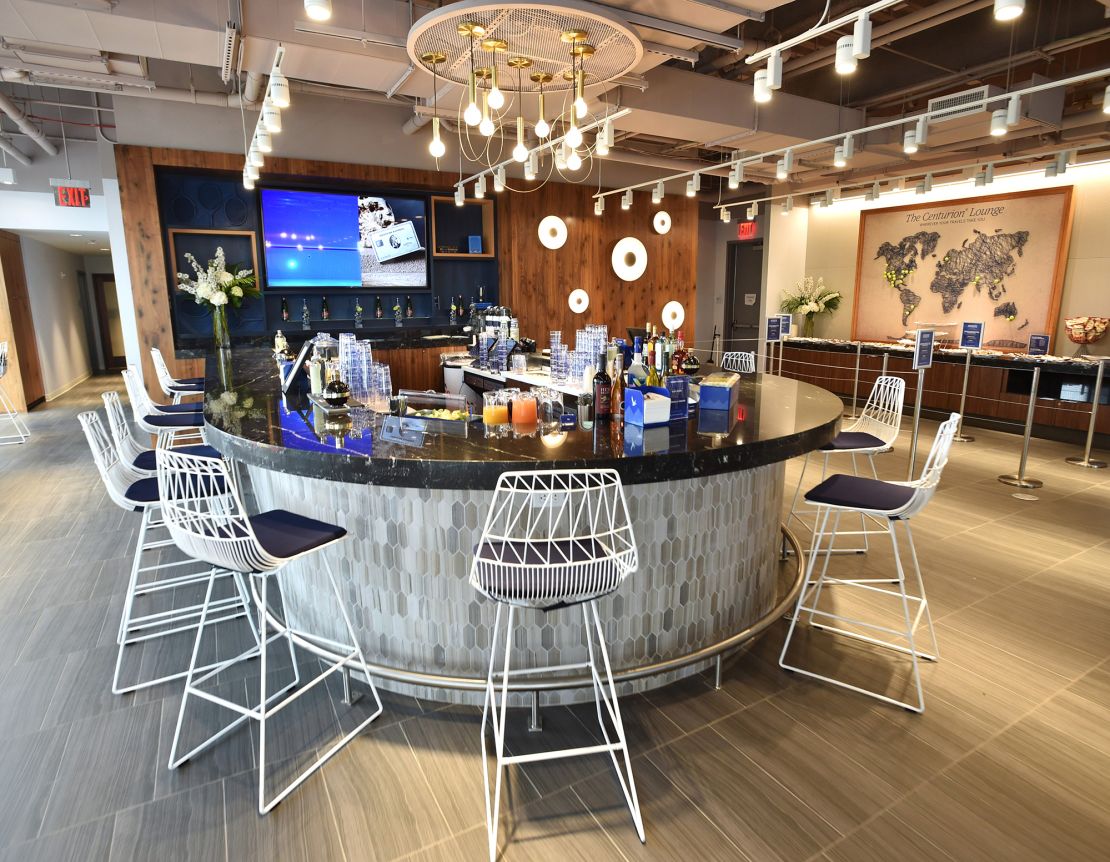 The bar at the American Express Centurion lounge, which is only open to certain cardmembers.