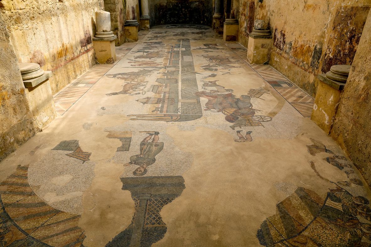 <strong>Sitting pretty: </strong>The Roman mosaics at Villa Romana del Casale, near Caltanissetta, have been described by UNESCO as the best in-situ mosaics in the world.