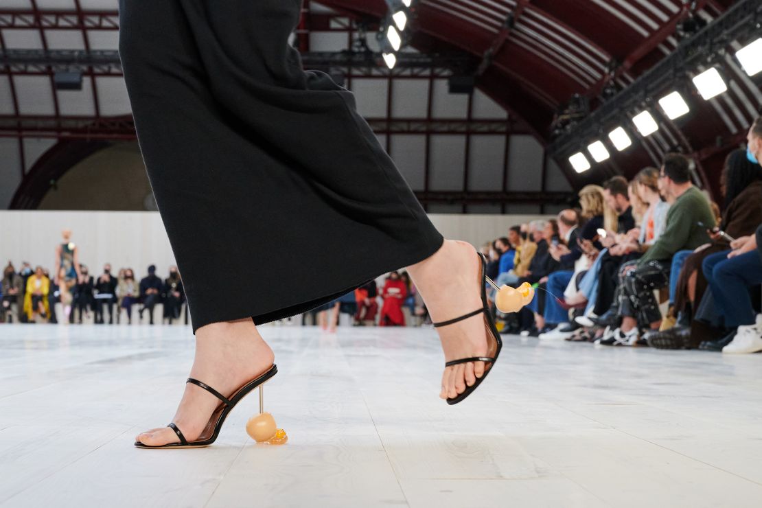 ... and shoes that substituted the heel with everyday objects like nail polish bottles or a cracked egg.